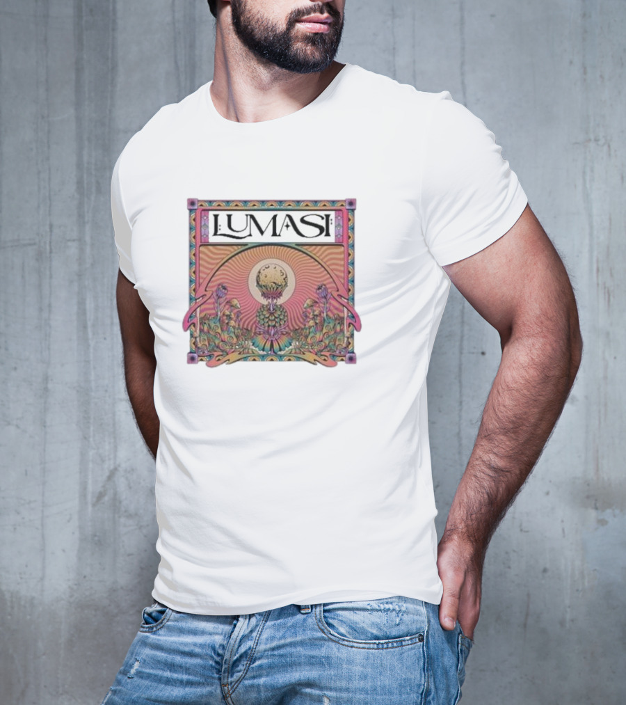 Lumasi Psychedelic Sun And Moon With Floral Elements T-Shirt
