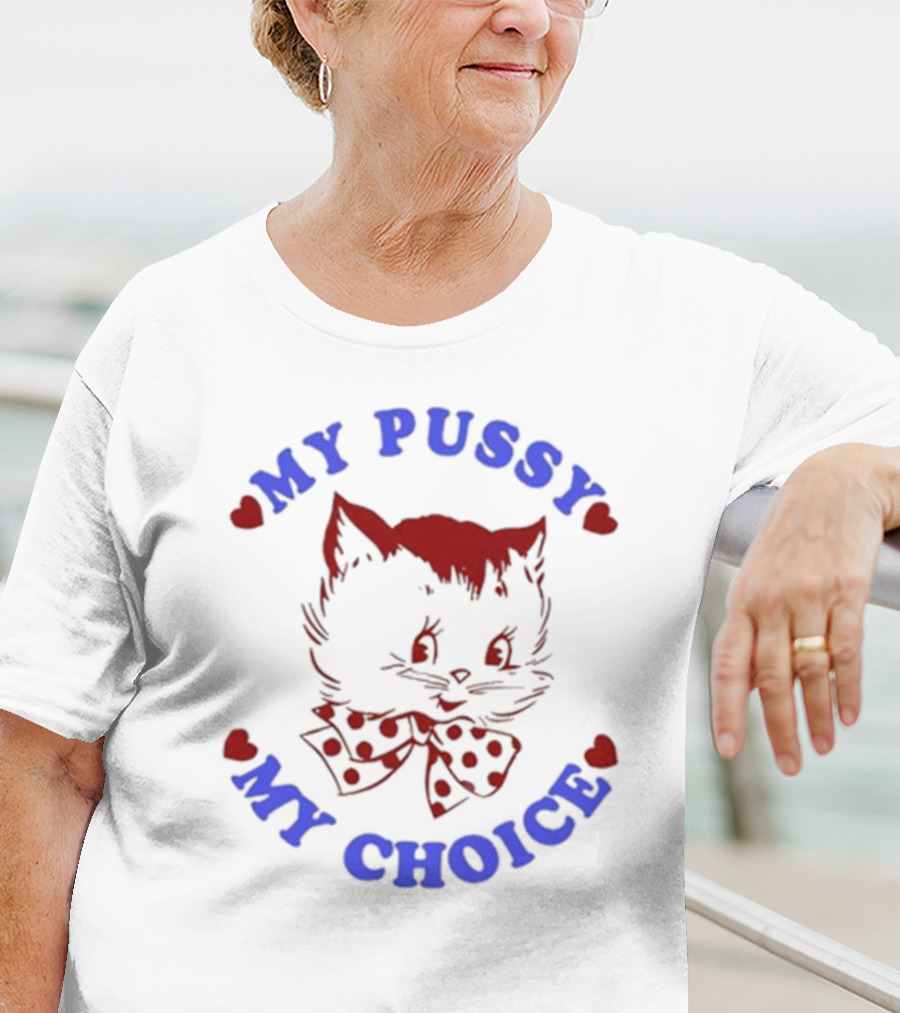 Maison Rapito My Pussy My Choice Cat Drawing And Polka Dot Bow T-Shirt