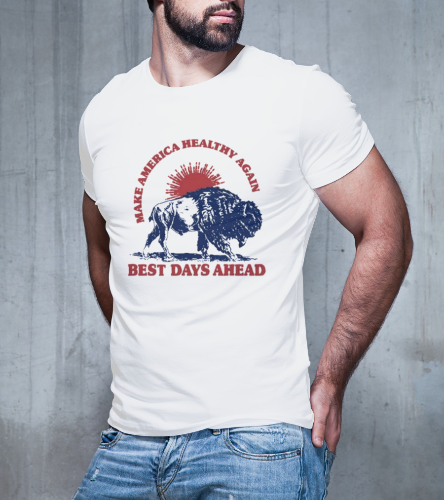 Make America Healthy Again Best Days Ahead Buffalo Bison Sunburst T-Shirt