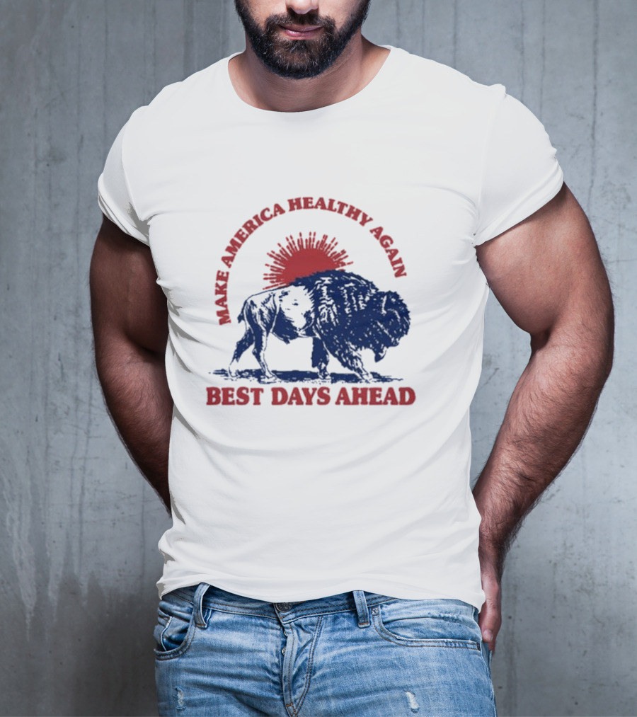 Make America Healthy Again Best Days Ahead Buffalo Bison Sunburst T-Shirt