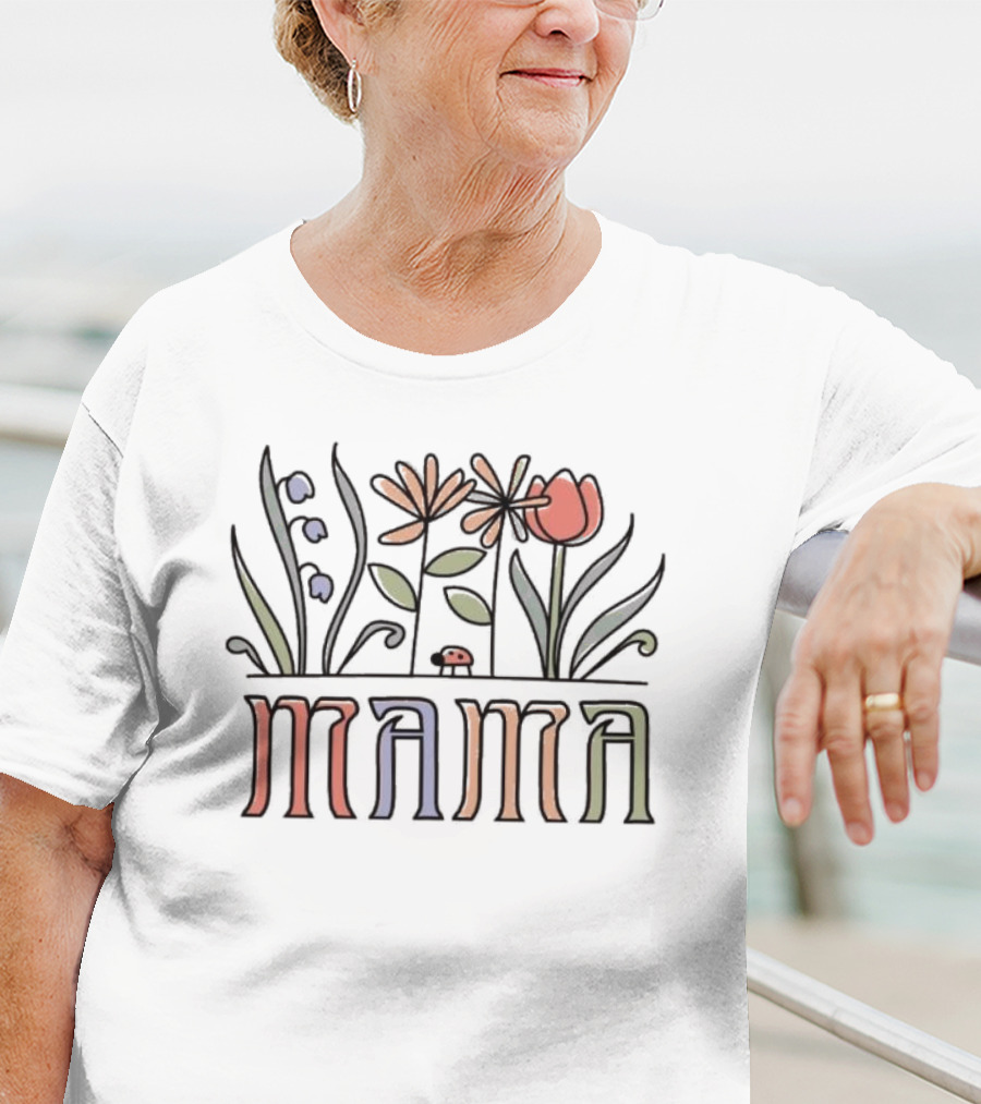 Mama Flower Garden With Ladybug Mother's Day T-Shirt