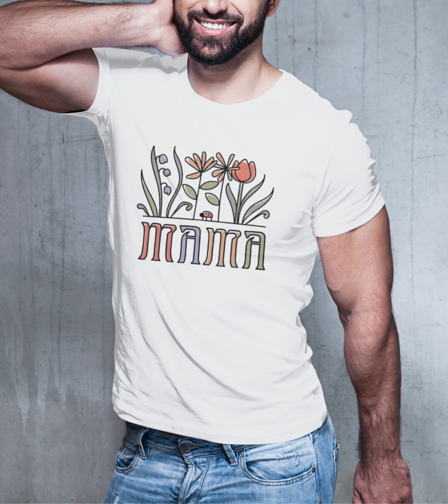 Mama Flower Garden With Ladybug Mother's Day T-Shirt