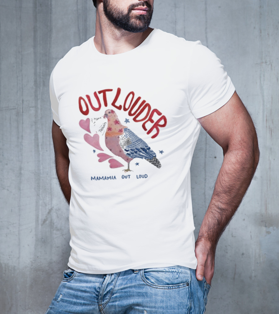 Mamamia Out Loud Outlouder Pigeon With Hearts And Stars T-Shirt