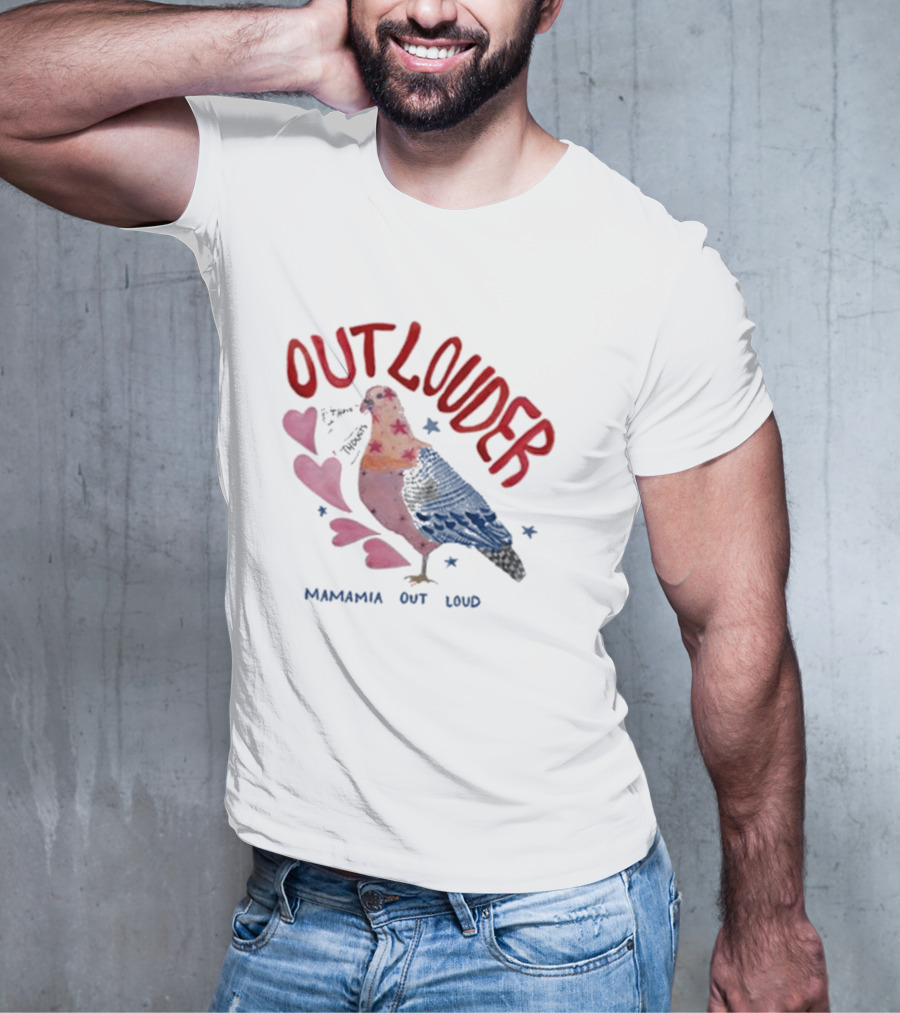 Mamamia Out Loud Outlouder Pigeon With Hearts And Stars T-Shirt