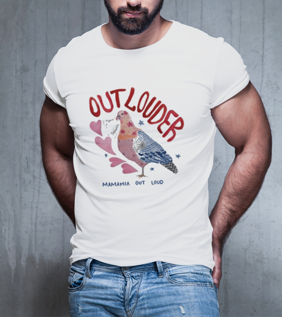Mamamia Out Loud Outlouder Pigeon With Hearts And Stars T-Shirt