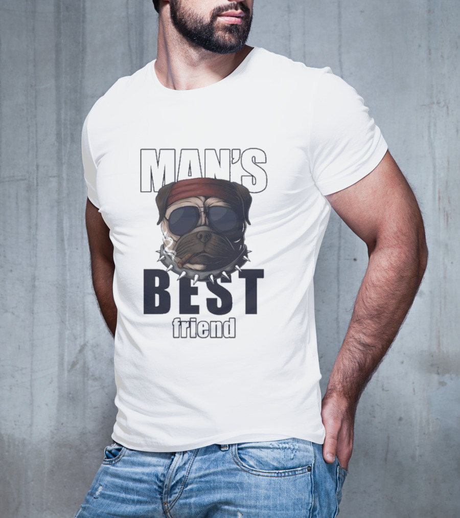 Man's Best Friend Bulldog With Bandana And Sunglasses T-Shirt