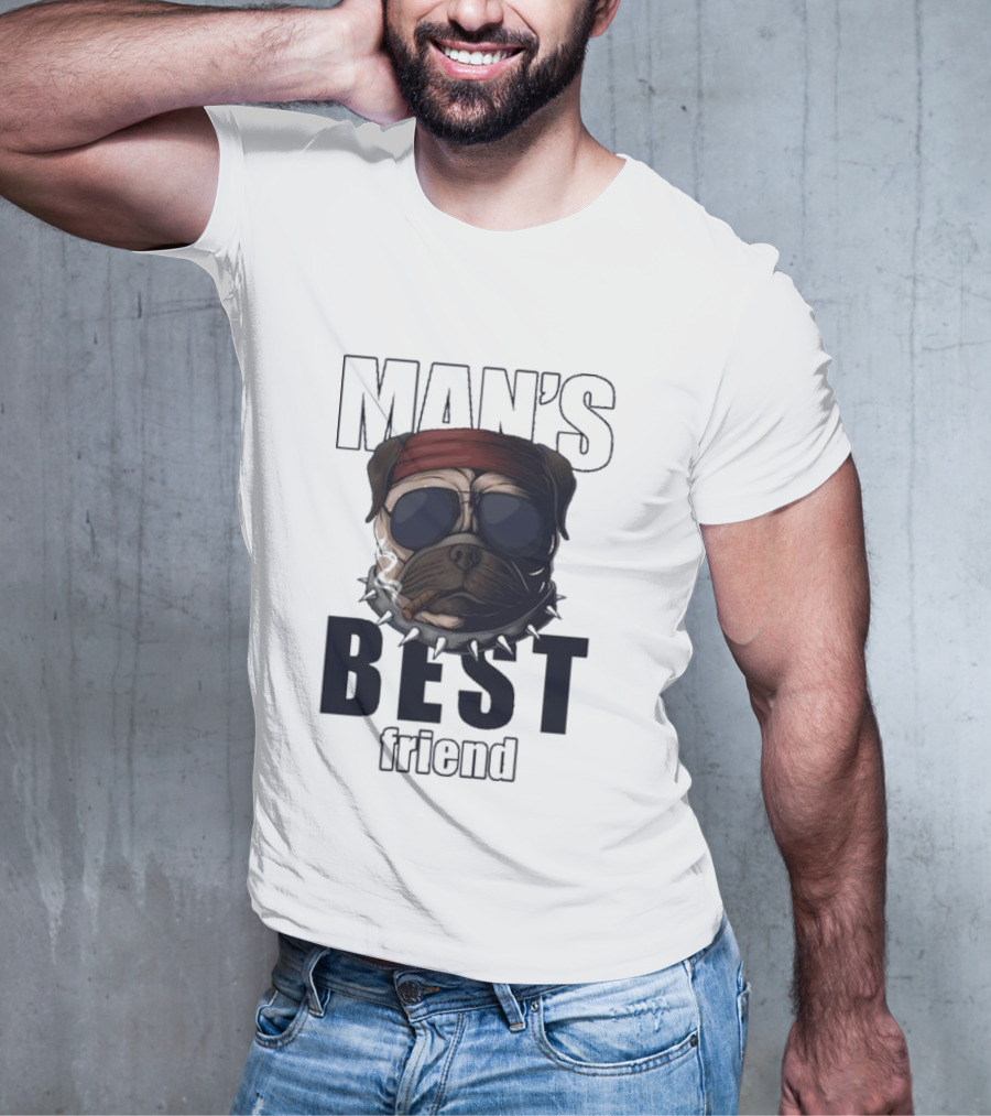 Man's Best Friend Bulldog With Bandana And Sunglasses T-Shirt