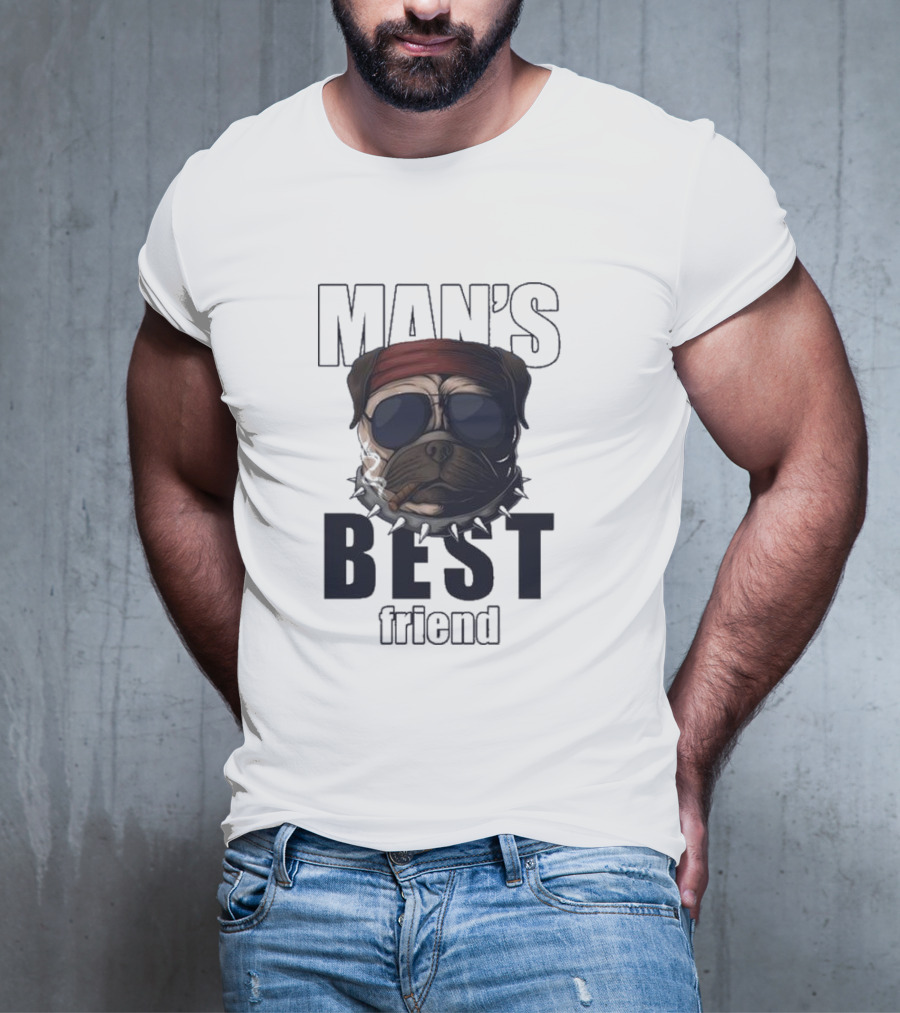 Man's Best Friend Bulldog With Bandana And Sunglasses T-Shirt