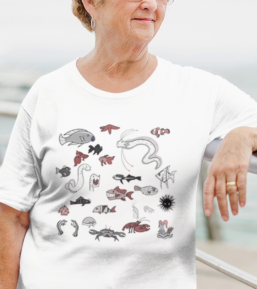 Marine Life Crustaceans And Fish Collection T-Shirt
