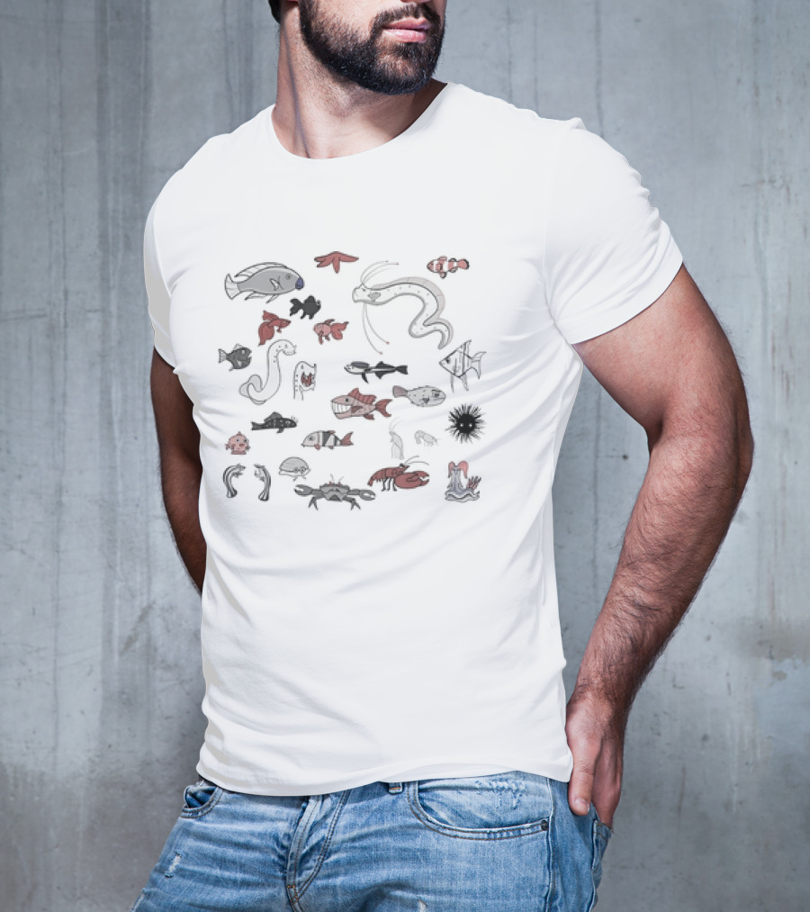 Marine Life Crustaceans And Fish Collection T-Shirt