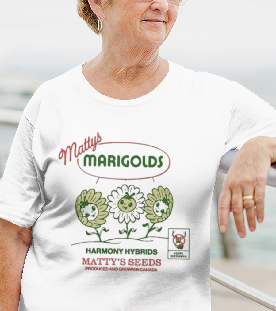Matty's Marigolds Harmony Hybrids Matty's Seeds Produced And Grown In Canada T-Shirt