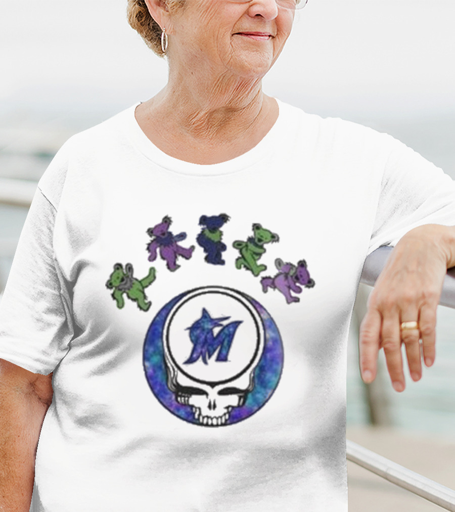Miami Marlins Grateful Dead Night 2025 Skull Bears T-Shirt