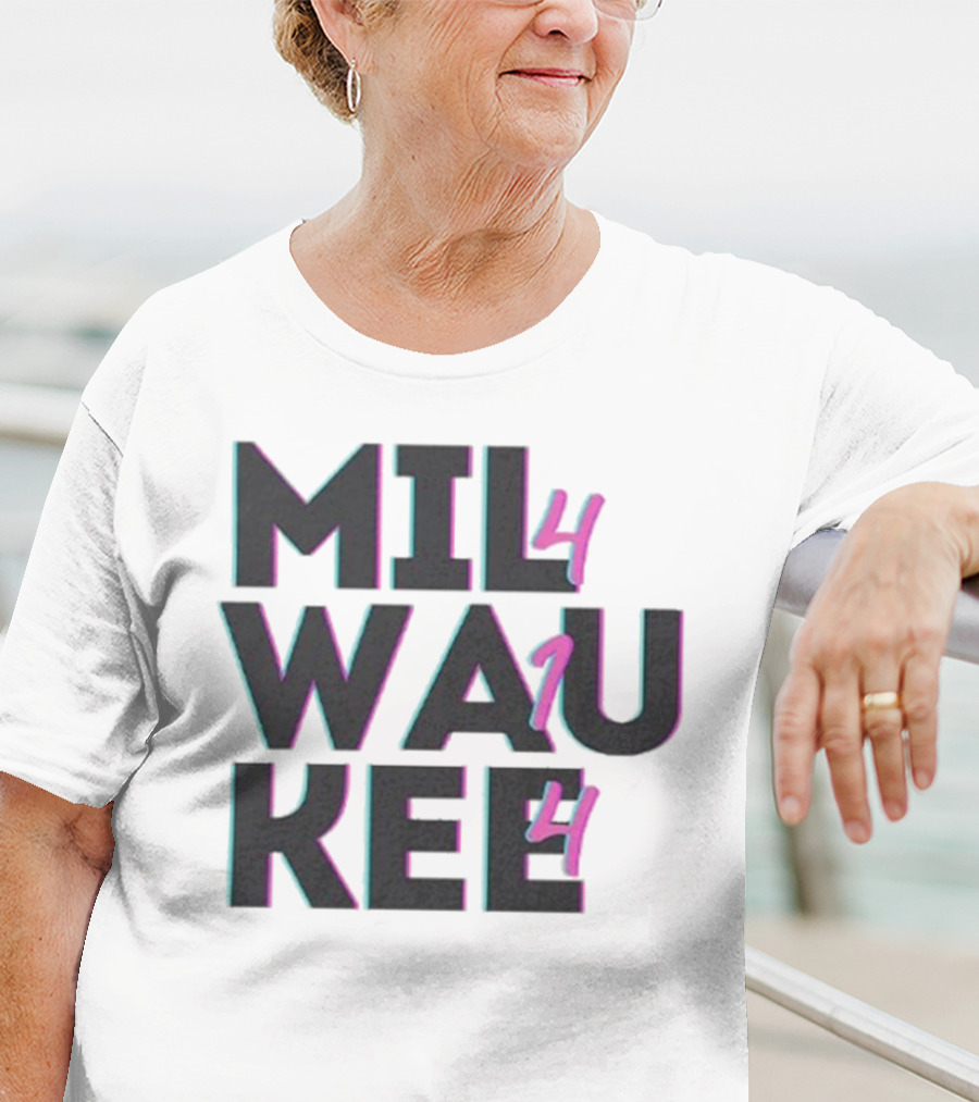 Milwaukee 414 Vintage Neon Typography Bold Statement T-Shirt
