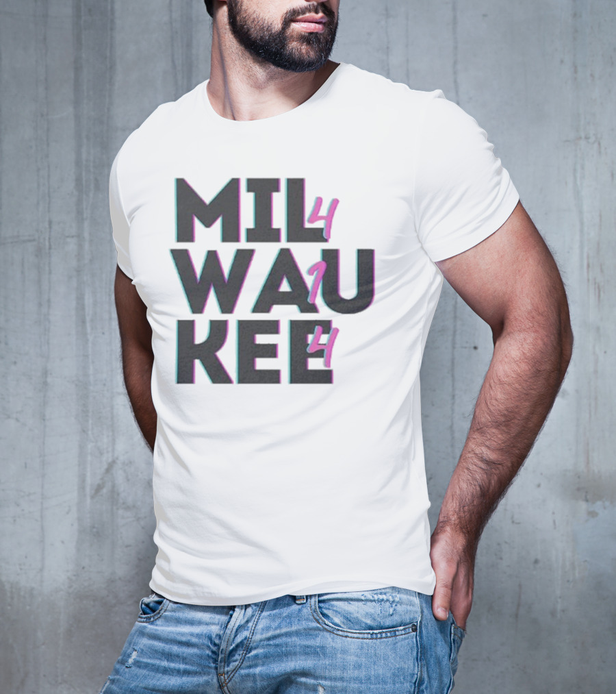 Milwaukee 414 Vintage Neon Typography Bold Statement T-Shirt