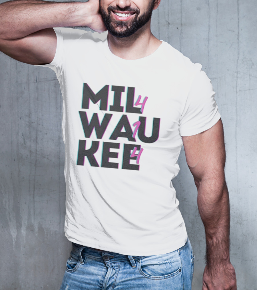 Milwaukee 414 Vintage Neon Typography Bold Statement T-Shirt