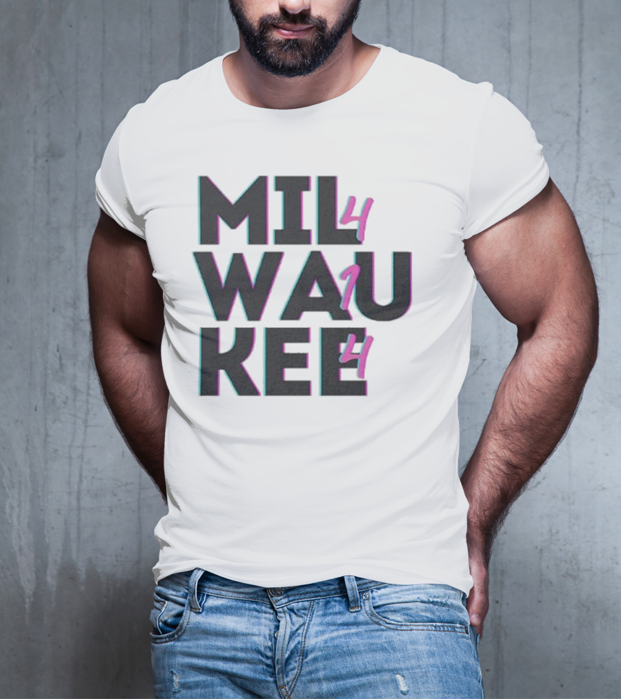Milwaukee 414 Vintage Neon Typography Bold Statement T-Shirt