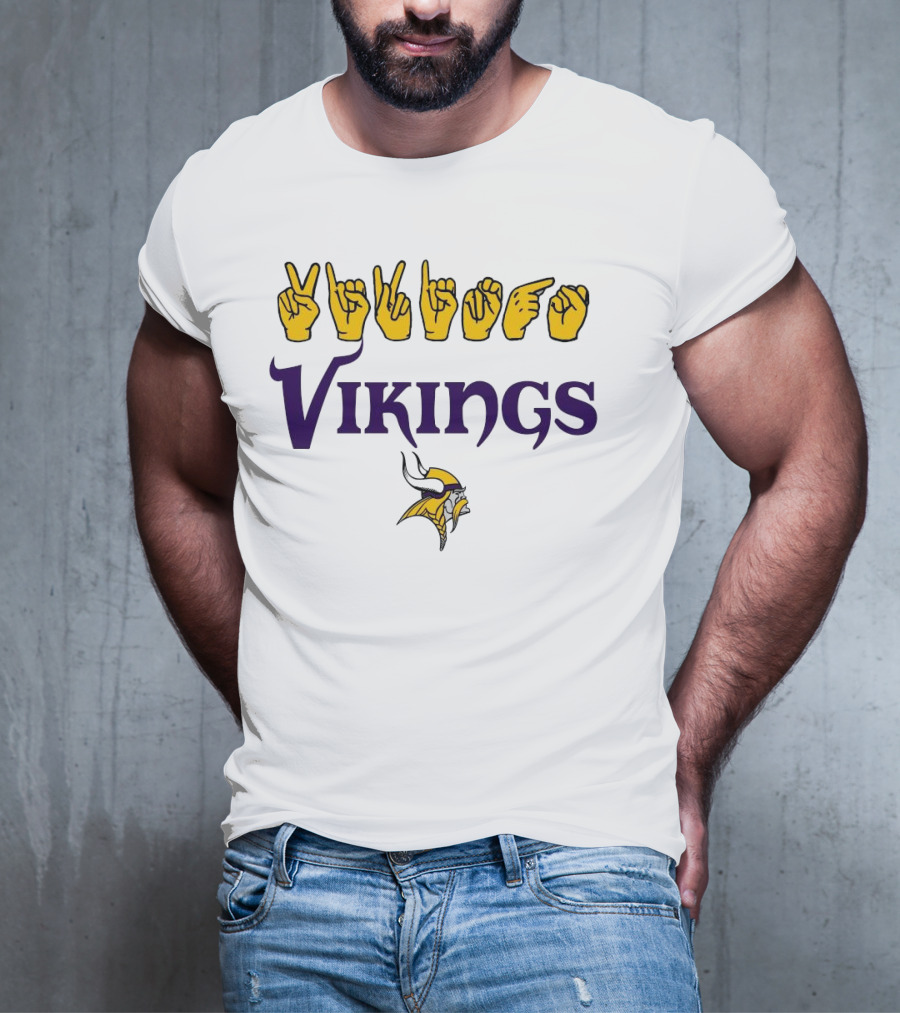 Minnesota Vikings NFL ASL Love Sign American Sign Language T-Shirt