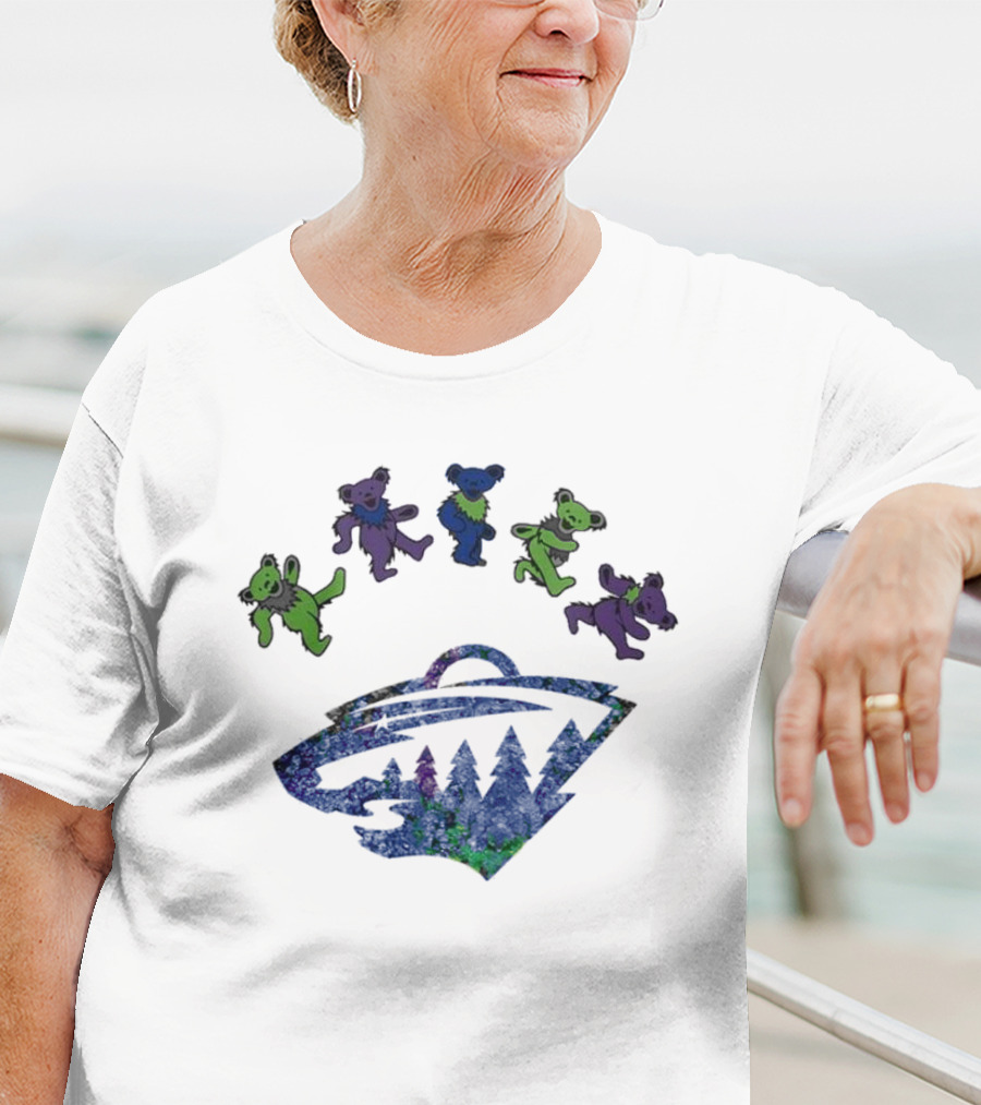 Minnesota Wild NHL Grateful Dead Night 2025 Dancing Bears Hockey T-Shirt