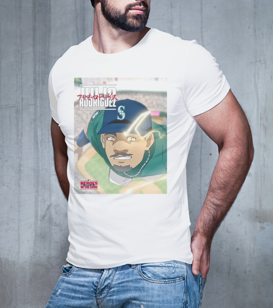 Seattle Mariners Julio Rodriguez Anime Heroes Of The Game MLB J-Rod T-Shirt