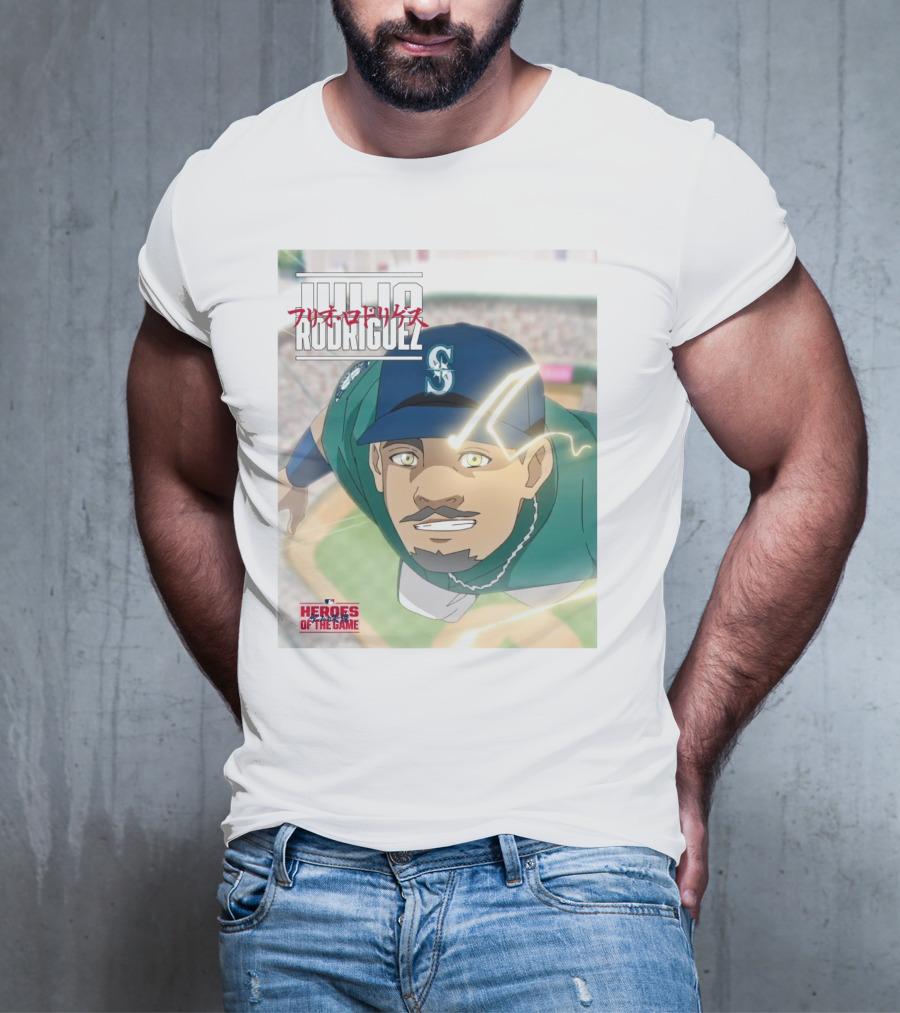 Seattle Mariners Julio Rodriguez Anime Heroes Of The Game MLB J-Rod T-Shirt
