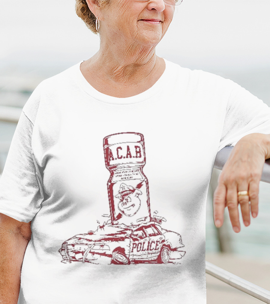 More Poppers Less Coppers ACAB Police Car T-Shirt