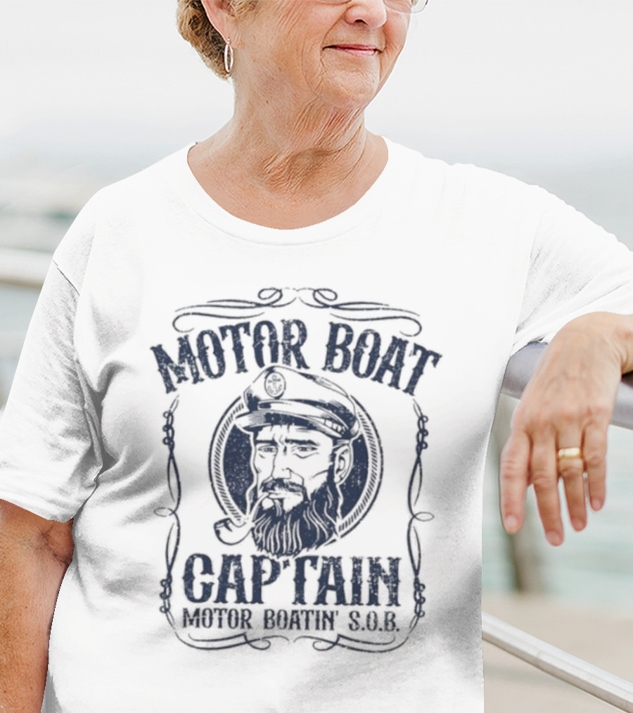 Motor Boat Captain Motor Boati Sob Vintage Nautical Theme T-Shirt