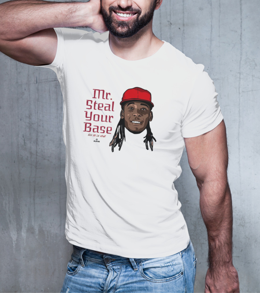 Mr Steal Your Base Elly De La Cruz Red Cap Portrait T-Shirt