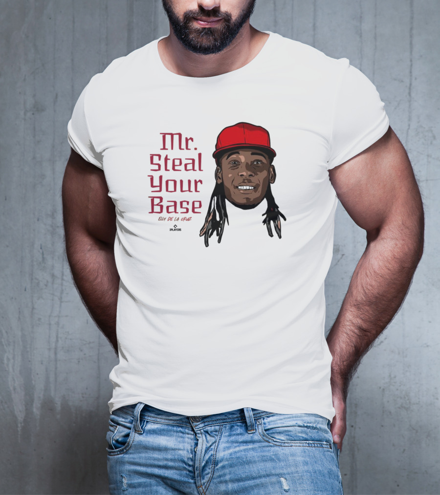 Mr Steal Your Base Elly De La Cruz Red Cap Portrait T-Shirt