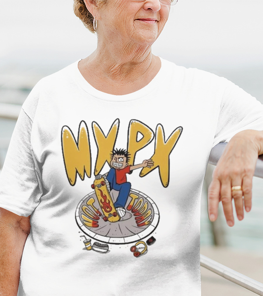MXPX Today I'm Easy Skateboard Character With Flame Deck T-Shirt