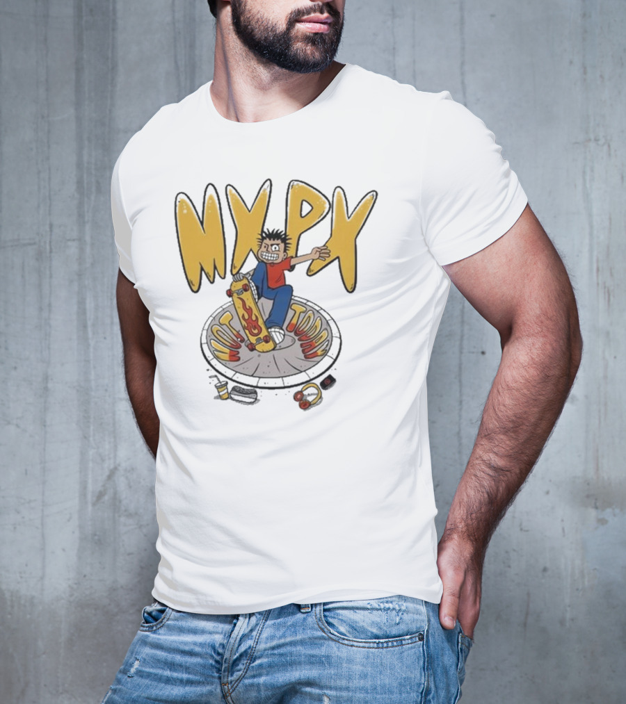 MXPX Today I'm Easy Skateboard Character With Flame Deck T-Shirt
