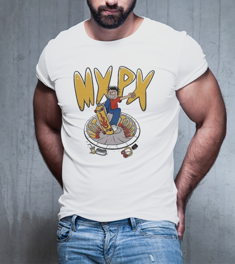 MXPX Today I'm Easy Skateboard Character With Flame Deck T-Shirt