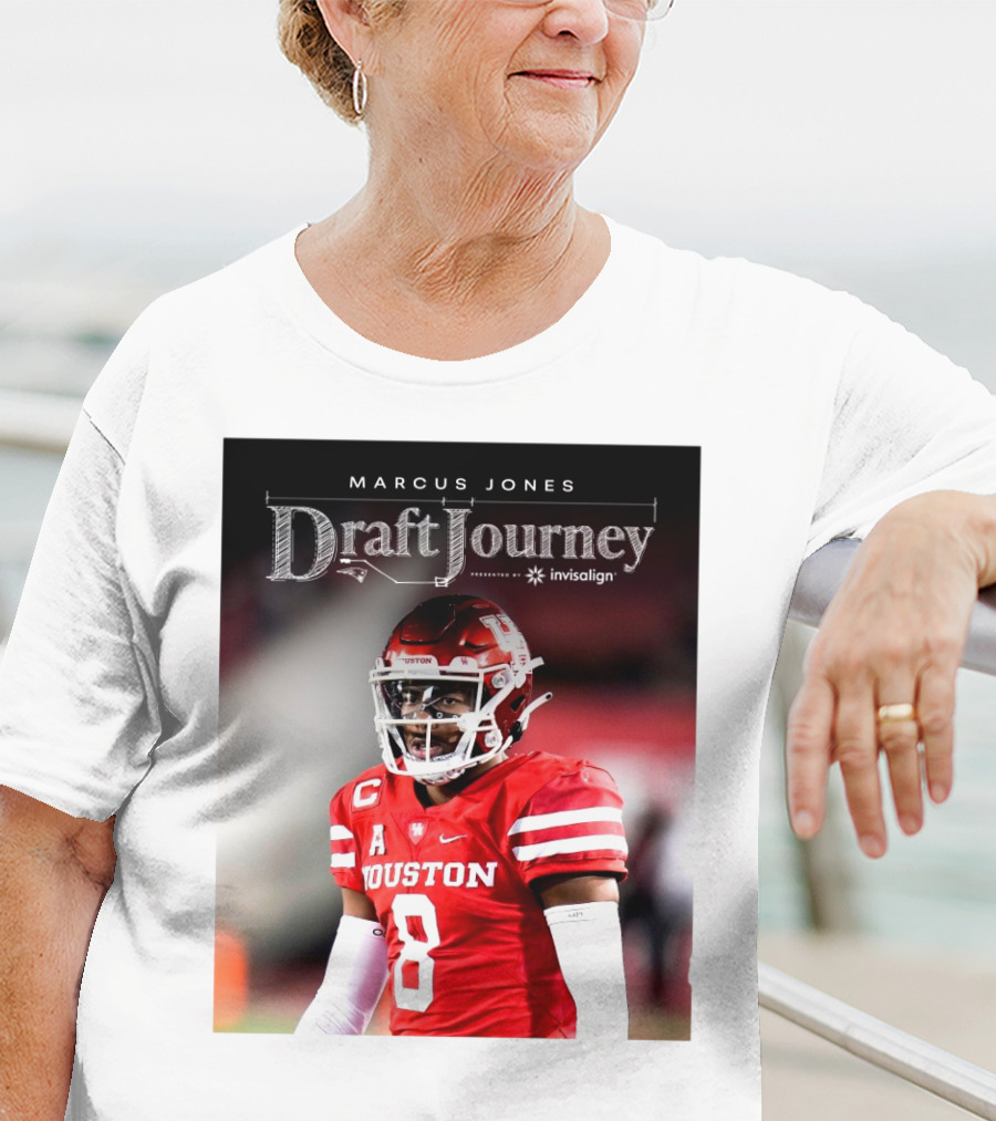 Marcus Jones New England Patriots NFL Draft Journey Houston Football T-Shirt