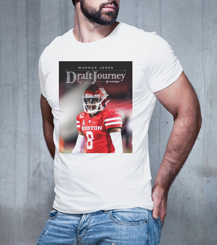 Marcus Jones New England Patriots NFL Draft Journey Houston Football T-Shirt