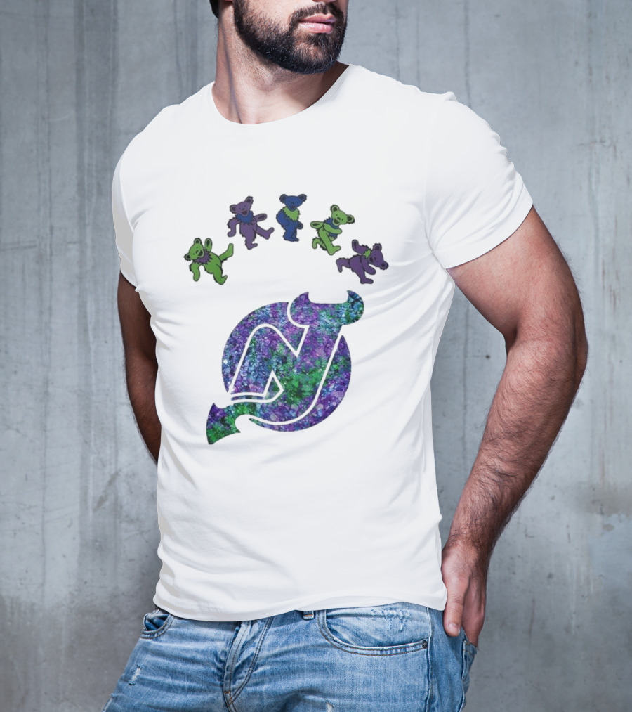 New Jersey Devils Grateful Dead Night 2025 Dancing Bears Iconic Hockey Event T-Shirt