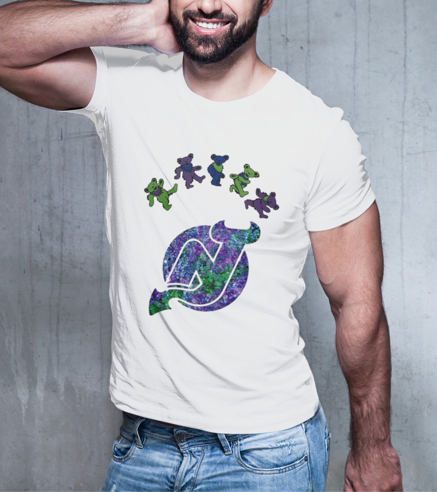 New Jersey Devils Grateful Dead Night 2025 Dancing Bears Iconic Hockey Event T-Shirt