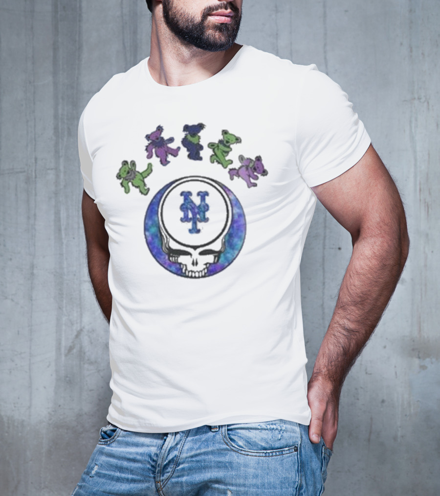 New York Mets Skull 2025 Grateful Dead Night Baseball T-Shirt
