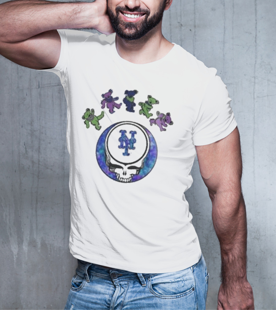 New York Mets Skull 2025 Grateful Dead Night Baseball T-Shirt