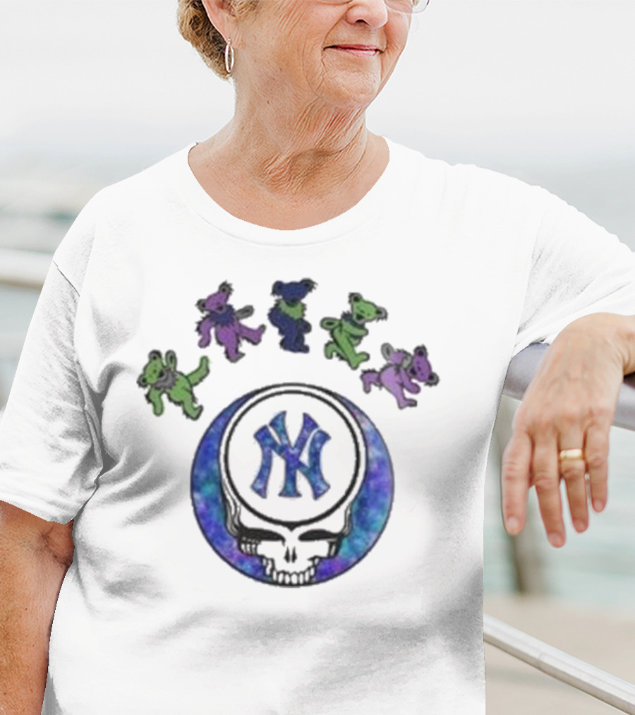 New York Yankees 2025 Skull Grateful Dead Bears Baseball Night T-Shirt