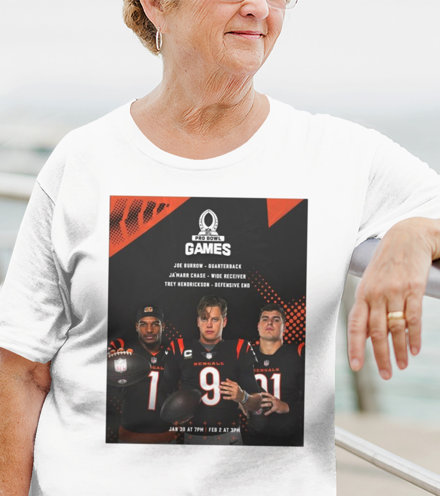 Pro Bowl Games 2025 Joe Burrow Ja’marr Chase Trey Hendrickson Jan 30 Feb 2 Bengals NFL T-Shirt