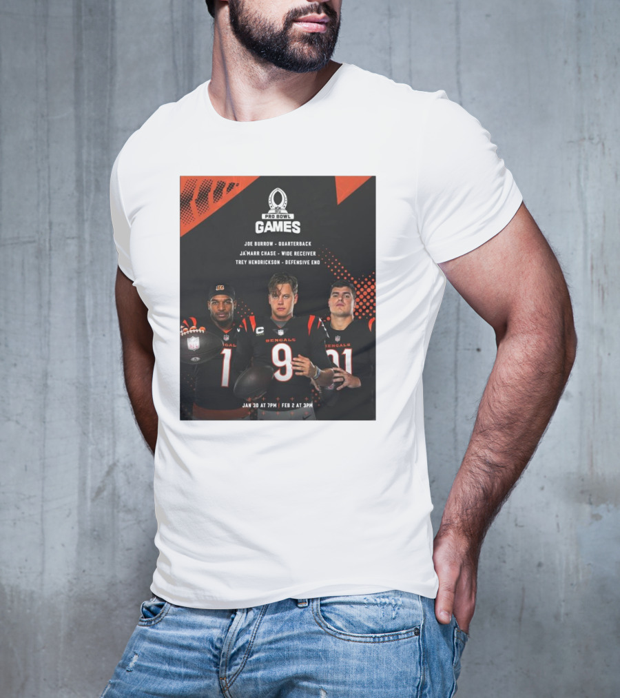 Pro Bowl Games 2025 Joe Burrow Ja’marr Chase Trey Hendrickson Jan 30 Feb 2 Bengals NFL T-Shirt