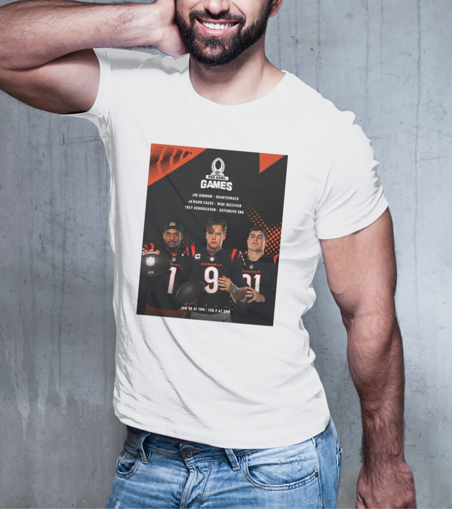 Pro Bowl Games 2025 Joe Burrow Ja’marr Chase Trey Hendrickson Jan 30 Feb 2 Bengals NFL T-Shirt