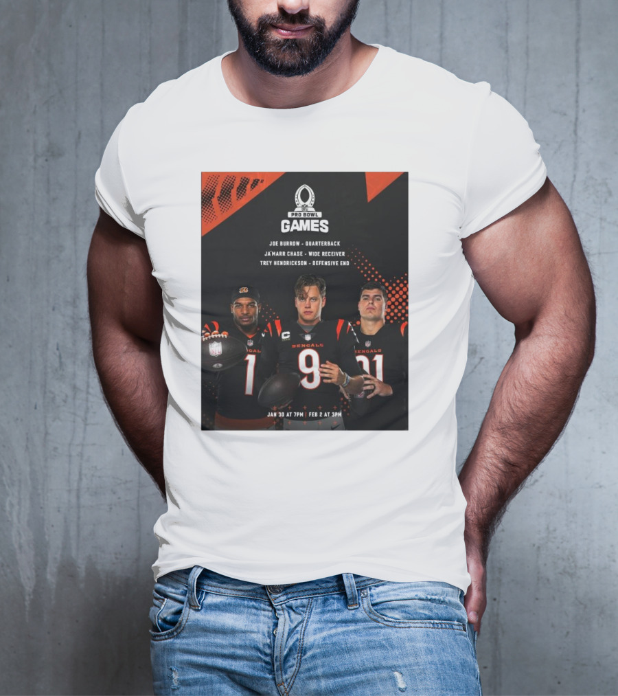 Pro Bowl Games 2025 Joe Burrow Ja’marr Chase Trey Hendrickson Jan 30 Feb 2 Bengals NFL T-Shirt