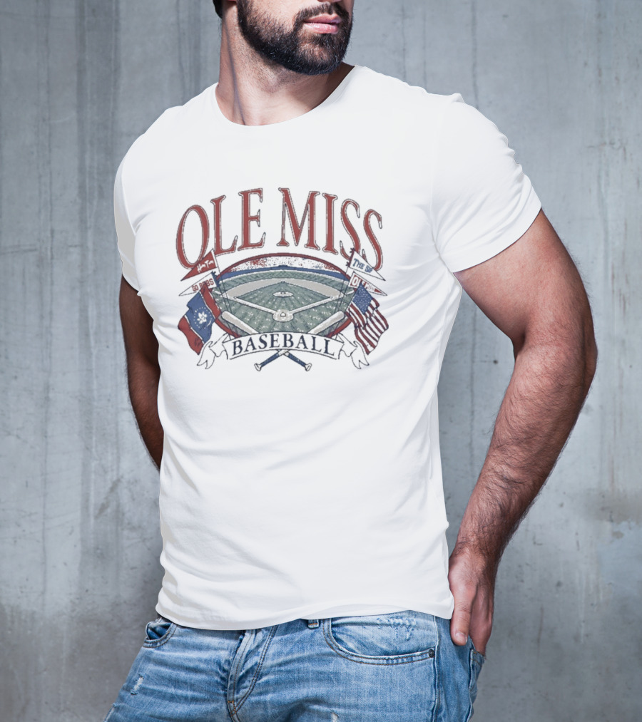 Ole Miss Baseball Fanbase Home Field Flags T-Shirt