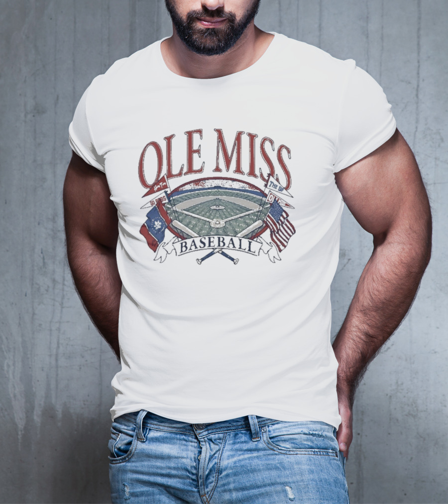 Ole Miss Baseball Fanbase Home Field Flags T-Shirt