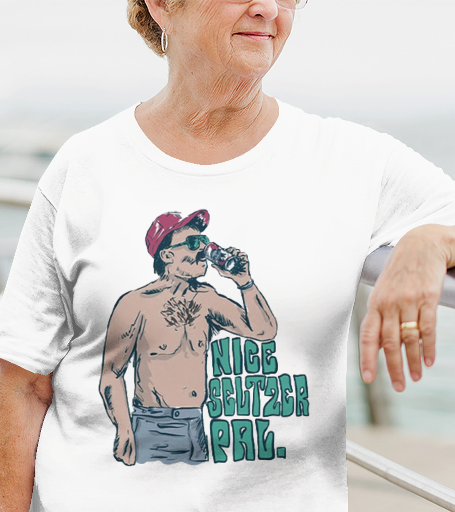 Nice Seltzer Pal 4.0 Cartoon Graphic Of Less Man In Cap And Sunglasses With Drink T-Shirt