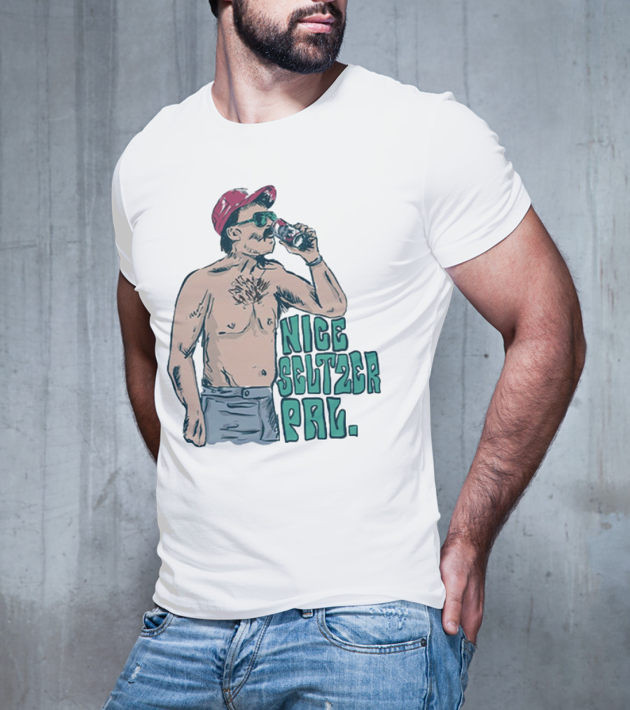 Nice Seltzer Pal 4.0 Cartoon Graphic Of Less Man In Cap And Sunglasses With Drink T-Shirt