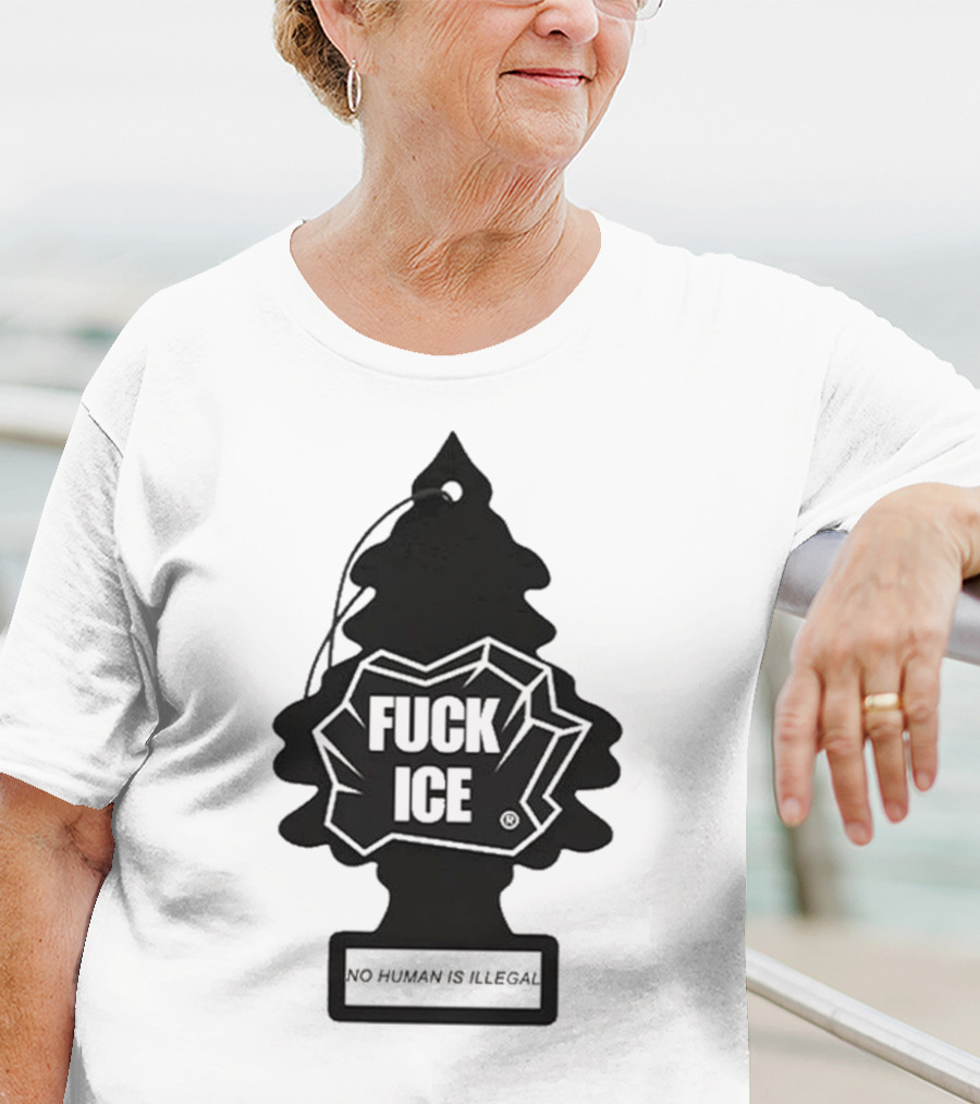 No Human Is Illegal Fuck ICE Tree Shape T-Shirt
