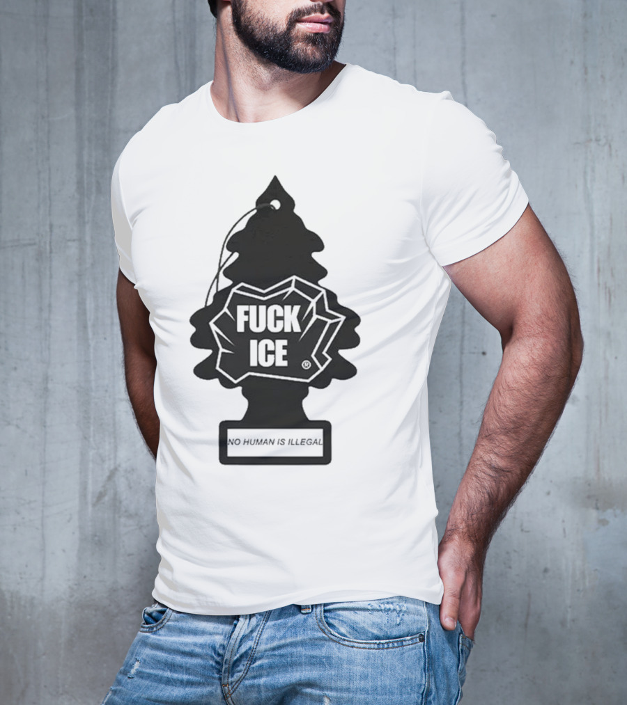 No Human Is Illegal Fuck ICE Tree Shape T-Shirt