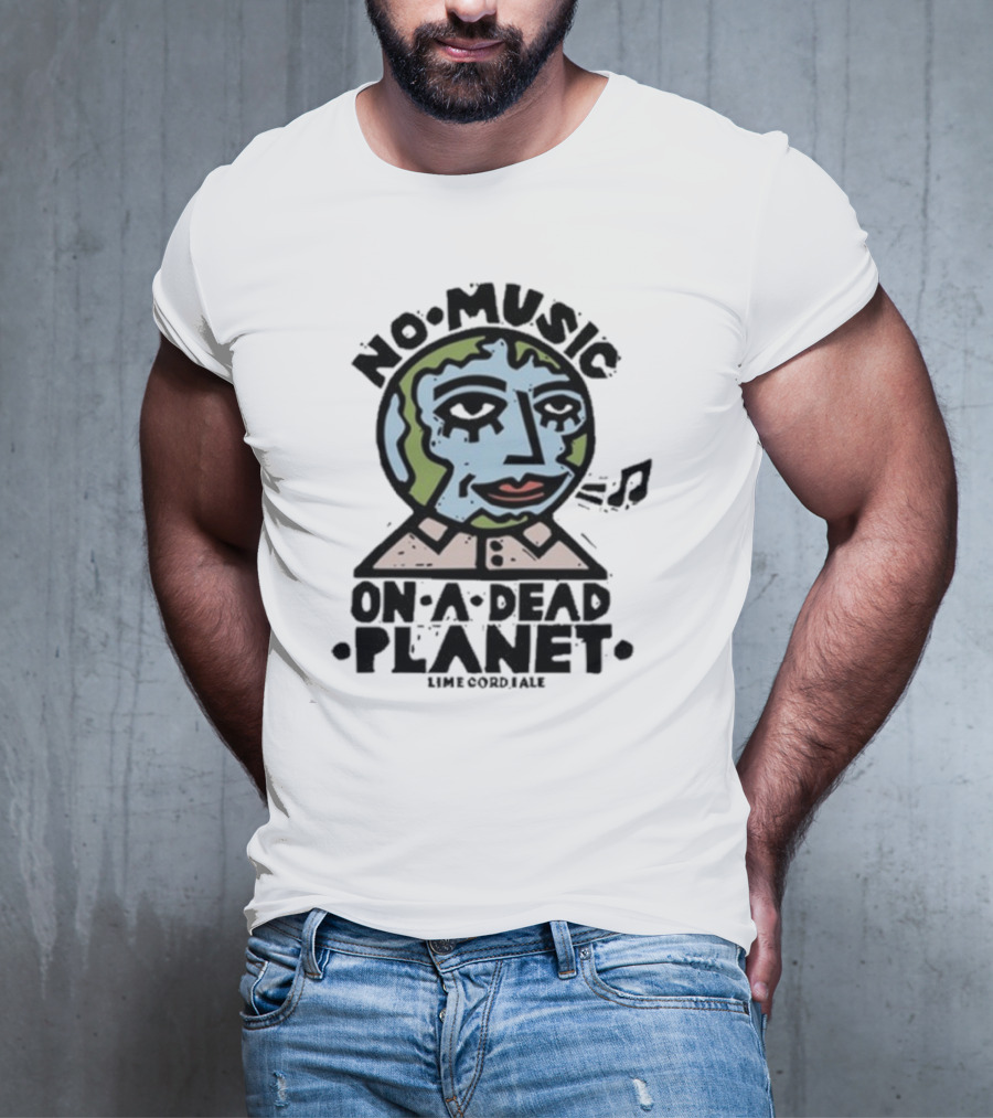 No Music On A Dead Planet Earth Head With Collar T-Shirt