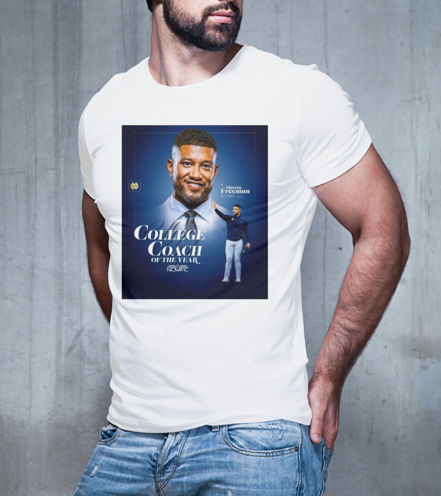 Marcus Freeman 2025 Notre Dame Fighting Irish NCMFC College Coach Of The Year T-Shirt